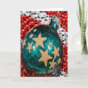 Military Christmas Patriotic Ornament Stars Stripe Holiday Card