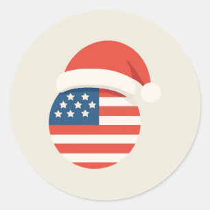 Military Christmas Santa US Flag Sticker