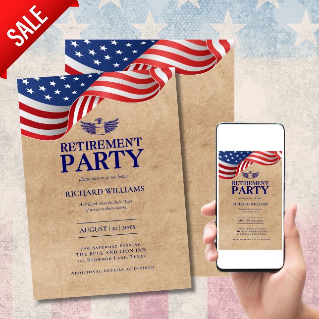 Military COLONEL RETIREMENT Silver Eagle Wings Invitation (Creator Uploaded)