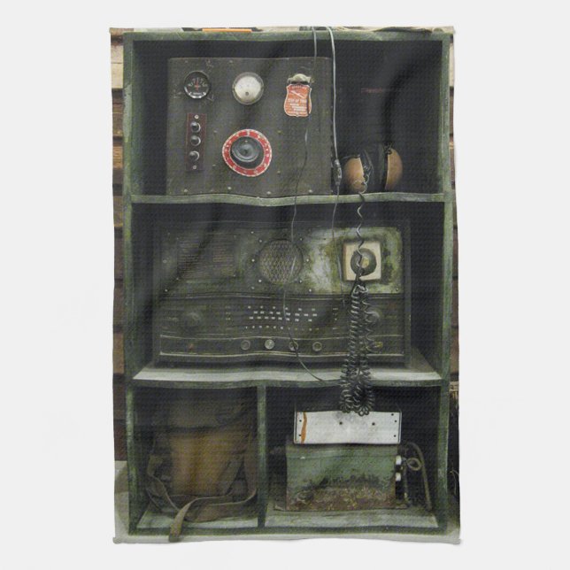 Military Comms Vintage Radio Equipment Tea Towel (Vertical)