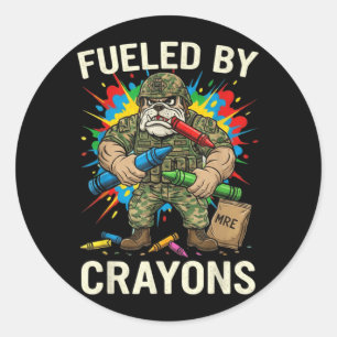 Military Corps Bulldog Crayon Eater Soldier Classic Round Sticker