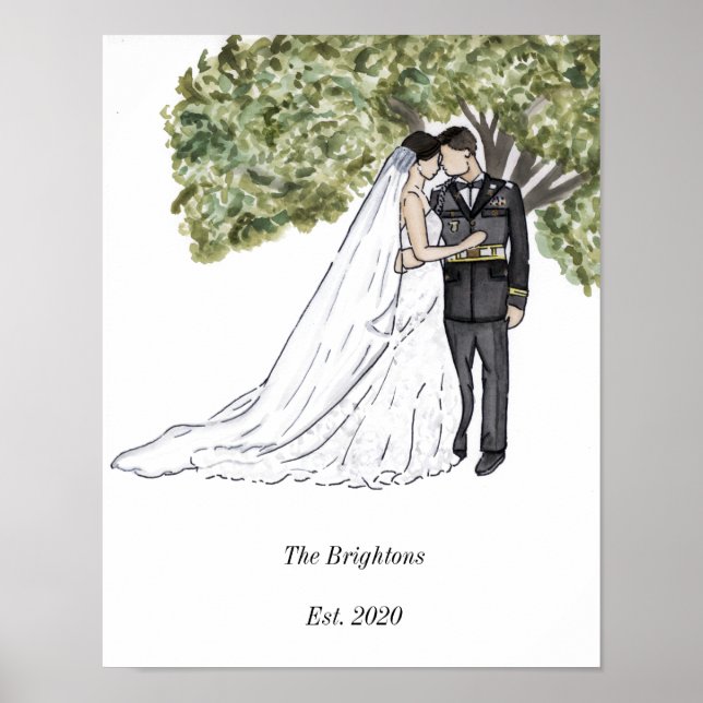 Military Couple Wedding Portrait Print (Front)