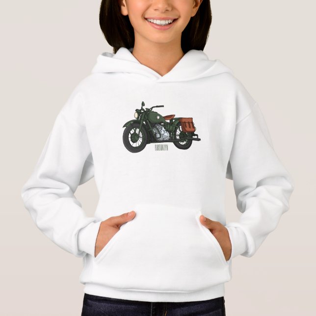 Military cruiser motorcycle cartoon illustration (Front)