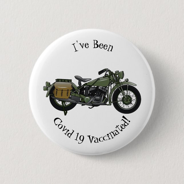 Military cruiser motorcycle cartoon illustration 6 cm round badge (Front)