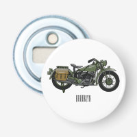 Military cruiser motorcycle cartoon illustration