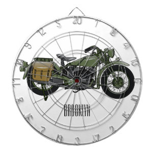 Military cruiser motorcycle cartoon illustration dartboard