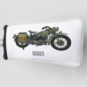 Military cruiser motorcycle cartoon illustration golf head cover