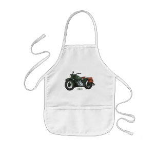 Military cruiser motorcycle cartoon illustration kids apron