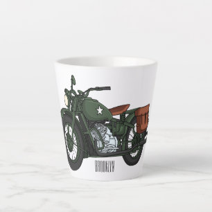 Military cruiser motorcycle cartoon illustration latte mug