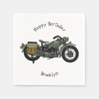 Military cruiser motorcycle cartoon illustration