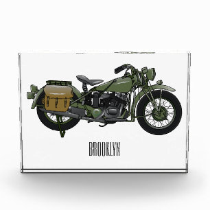 Military cruiser motorcycle cartoon illustration photo block