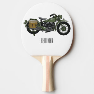 Military cruiser motorcycle cartoon illustration ping pong paddle