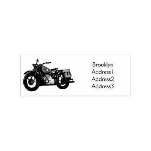 Military cruiser motorcycle cartoon illustration rubber stamp