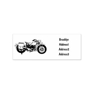 Military cruiser motorcycle cartoon illustration rubber stamp