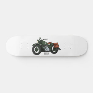 Military cruiser motorcycle cartoon illustration skateboard