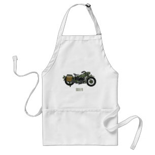 Military cruiser motorcycle cartoon illustration standard apron