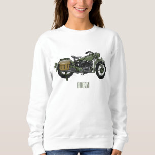 Military cruiser motorcycle cartoon illustration sweatshirt