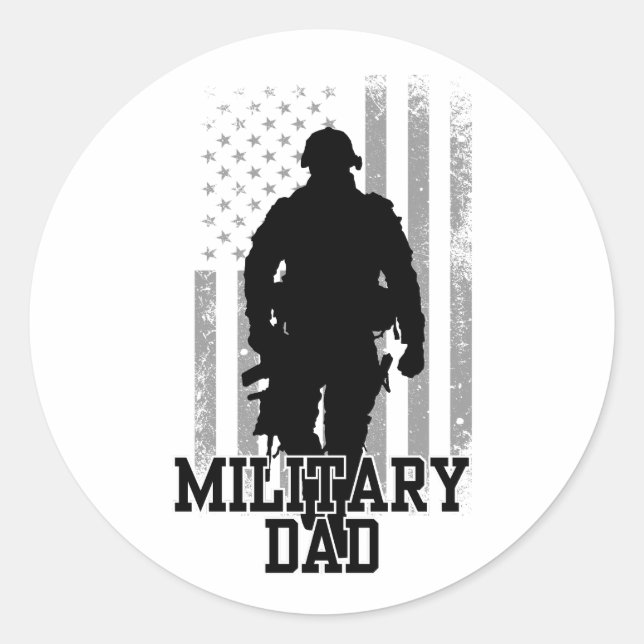 Military Dad Classic Round Sticker (Front)