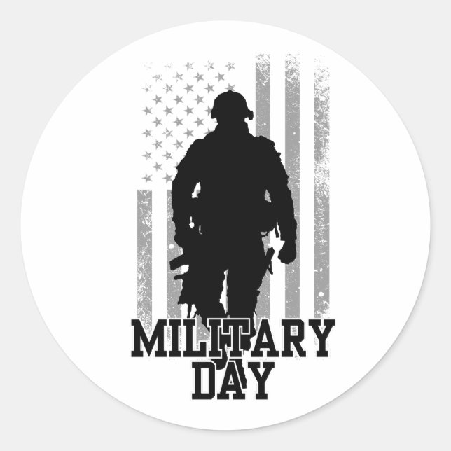 Military Day Classic Round Sticker (Front)