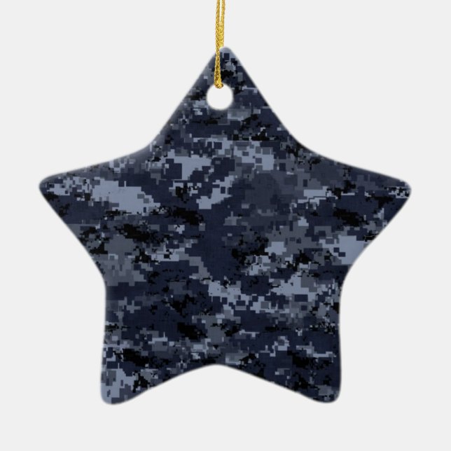 Military Digital Blue Camo Star Ornament (Front)