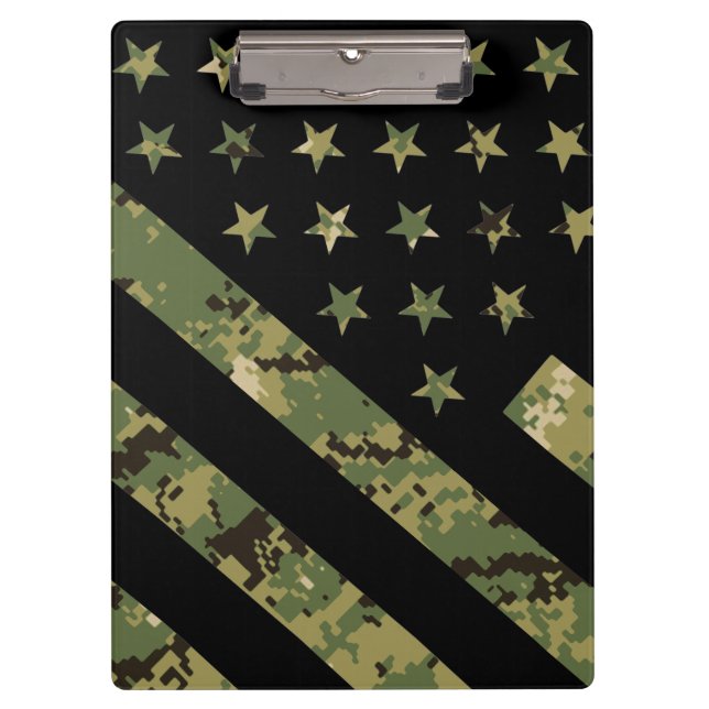 Military Digital Camouflage US Flag Clipboard (Front)