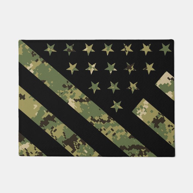 Military Digital Camouflage US Flag Doormat (Front)