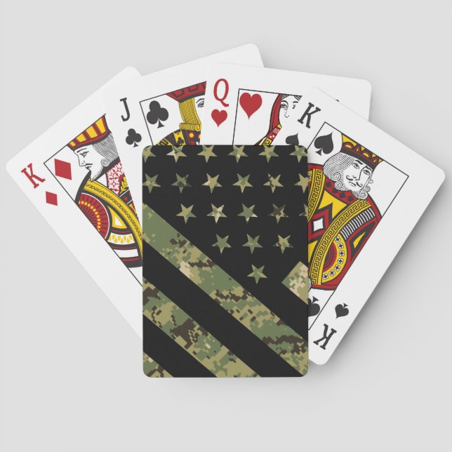 Military Digital Camouflage US Flag Playing Cards (Back)