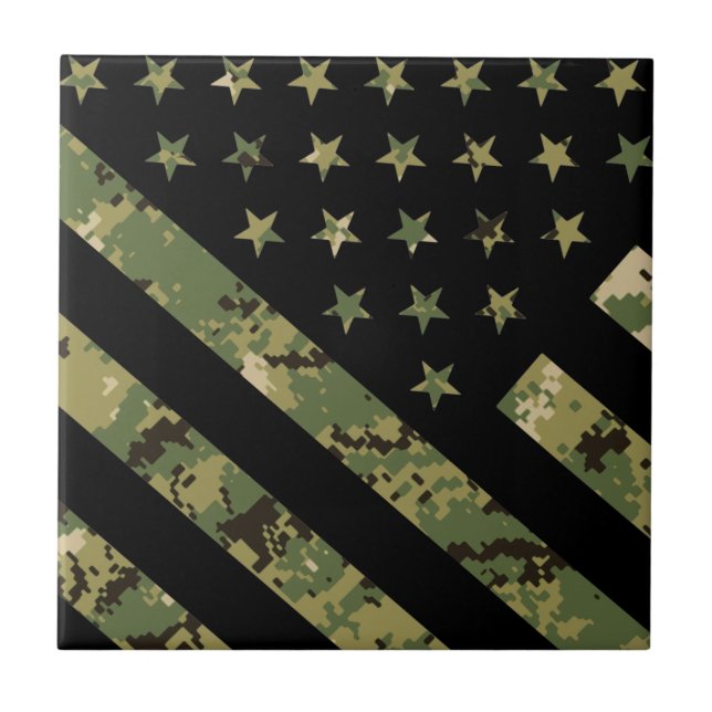 Military Digital Camouflage US Flag Tile (Front)
