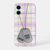 Military Dog Tags on Plaid Case-Mate iPhone Case