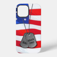 Military Dog Tags on USA Flag
