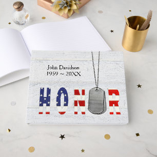 Military Dog Tags with Honour Flag Text Guest Book