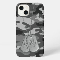 Military Dog Tags with Paw Prints On Camo
