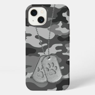 Military Dog Tags with Paw Prints On Camo iPhone 13 Case