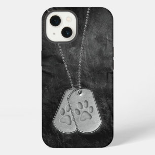 Military Dog Tags with Paw Prints On Leather iPhone 13 Case