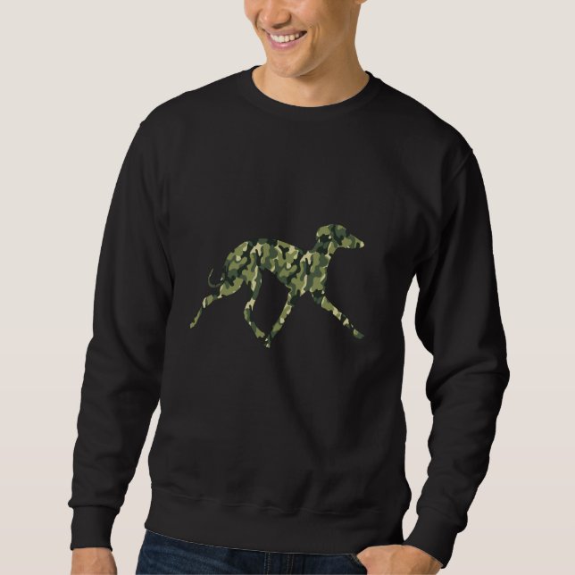 Military Dog Veteran Camouflage Greyhound Pet Sweatshirt (Front)