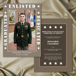 Military Enlist Tan Photo Graduation Announcement