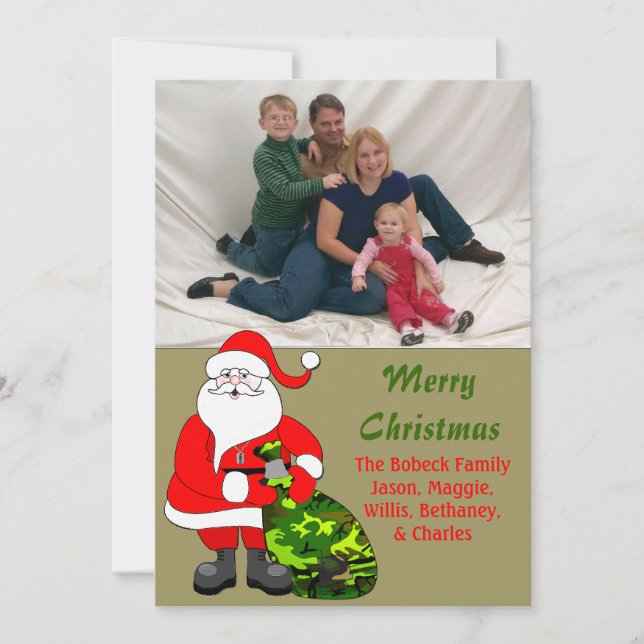 Military Family Christmas Photo Card (Front)