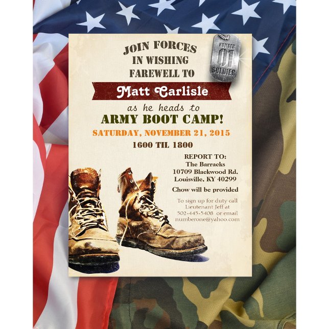 Military Farewell Going Away Boot Camp Invitation (Creator Uploaded)