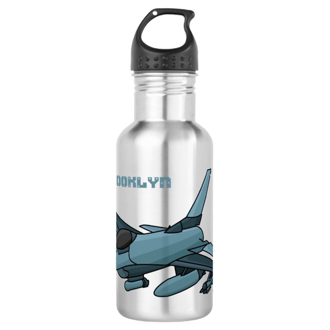Military fighter jet plane cartoon 532 ml water bottle (Front)