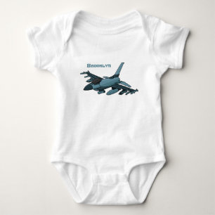Military fighter jet plane cartoon baby bodysuit