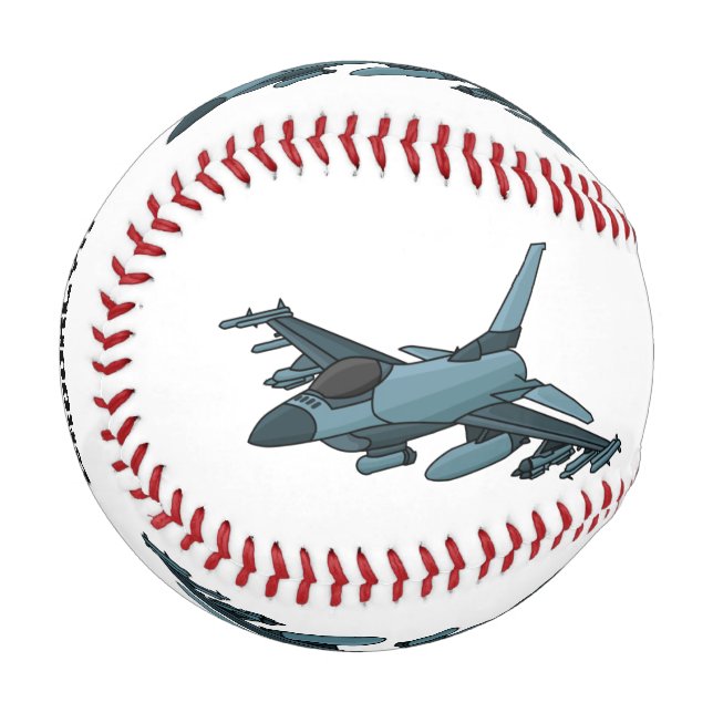 Military fighter jet plane cartoon baseball (Front Left)