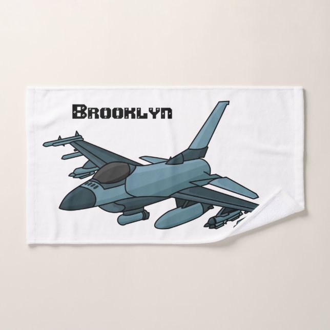 Military fighter jet plane cartoon bath towel set (Hand Towel)