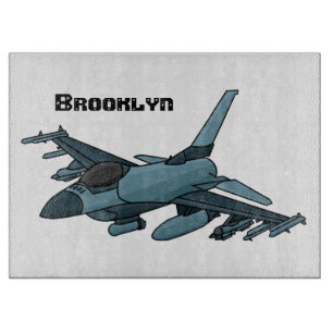 Military fighter jet plane cartoon cutting board