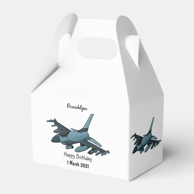 Military fighter jet plane cartoon favour box (Front Side)