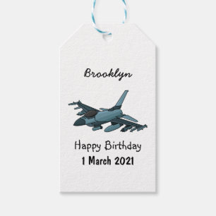 Military fighter jet plane cartoon gift tags
