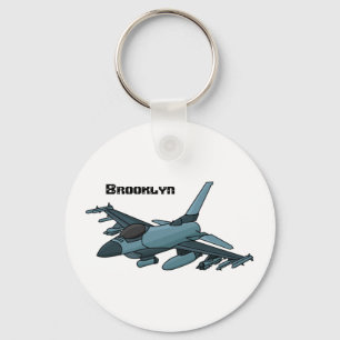 Military fighter jet plane cartoon  key ring