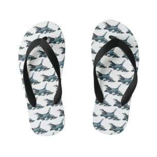 Military fighter jet plane cartoon kid's jandals