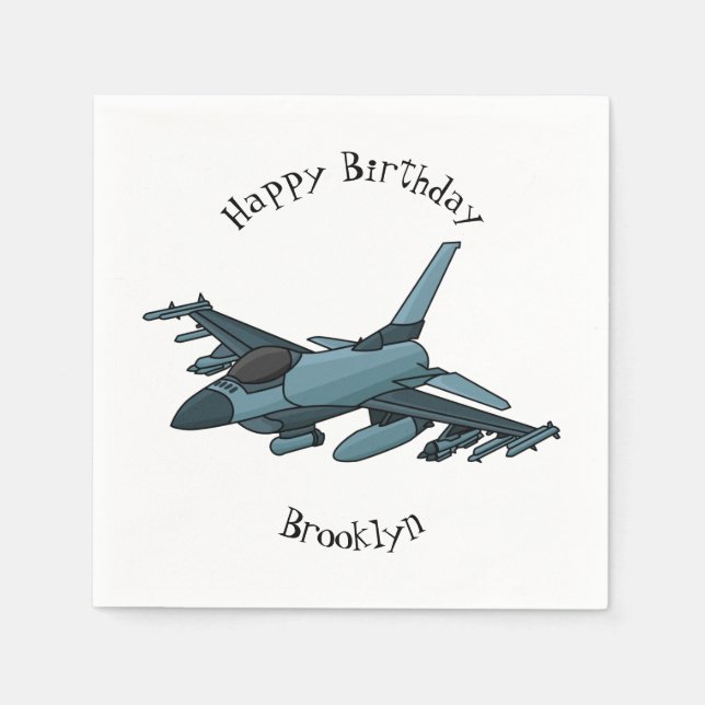 Military fighter jet plane cartoon napkin (Front)