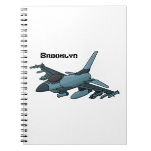 Military fighter jet plane cartoon notebook