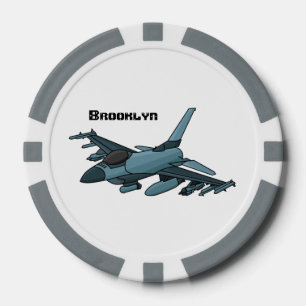 Military fighter jet plane cartoon poker chips